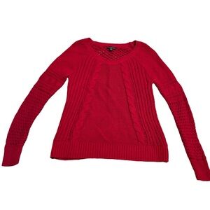 American Eagle Outfitters Women's Red Cable Knit & Crochet Sweater Size S/M
